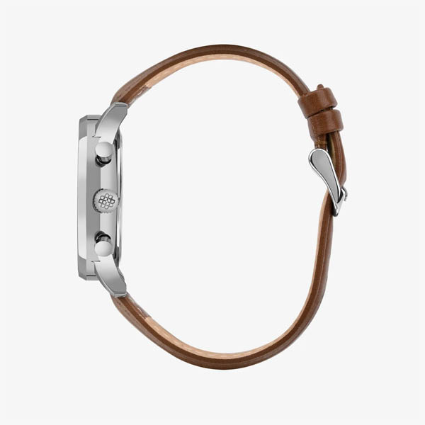 Relógio Monte Carlo Multi Dual Time Masculino em Couro Marrom e Mostrador Azul